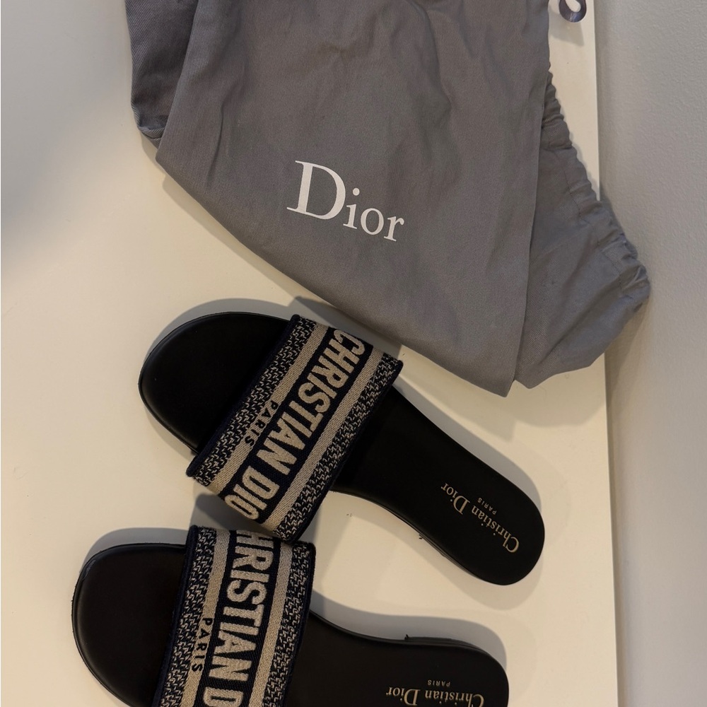 Dior Blue and Cream Women's Sandals - Picture 2 of 4